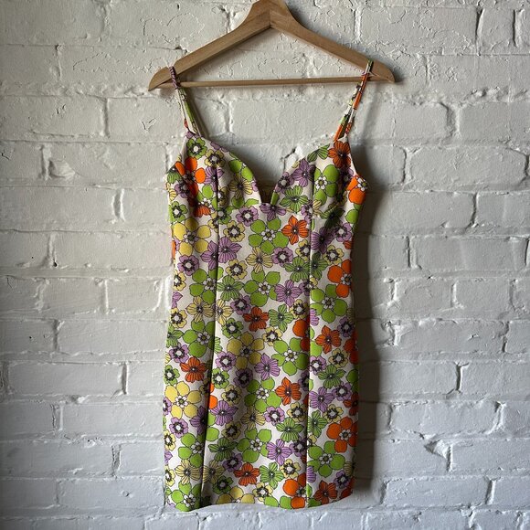 Zara Strapless Floral Mini Dress Summer Size Small - Picture 1 of 5